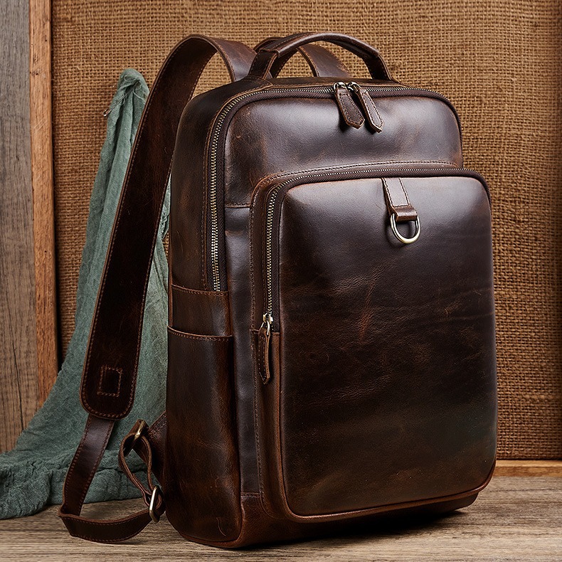 Leather Backpack Vintage - Tas Ransel Laptop Kulit Lapisan Atas