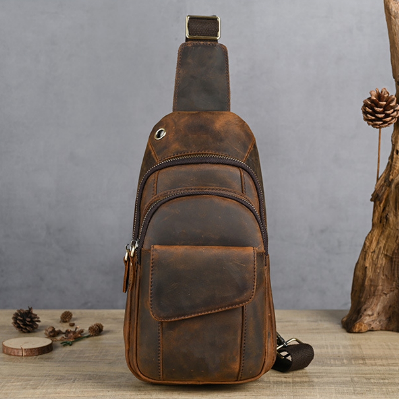 Leather Backpack Vintage - Tas Dada Pria Multifungsi Mewah Desainer