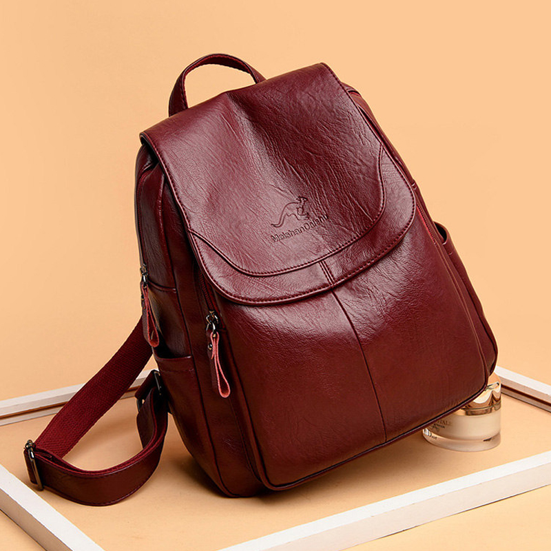 Leather Backpack Vintage - Tas ransel kulit lembut wanita 9