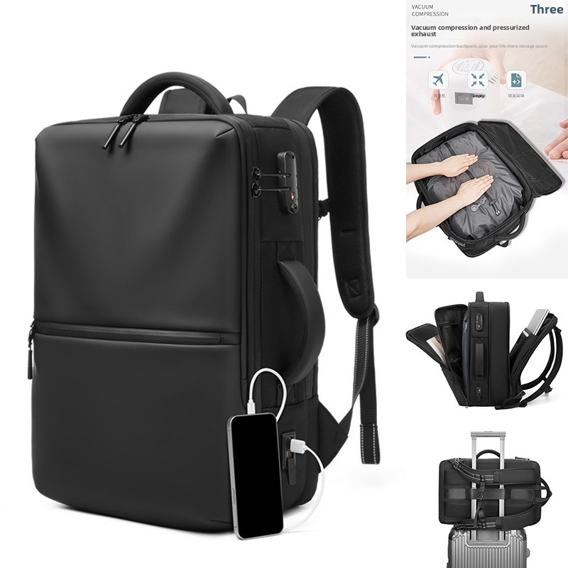 Business Backpack Brief - Ransel Kompresi Vakum Multifungsi Pria Logo