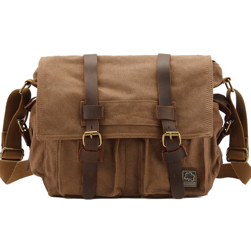 Leather Backpack Vintage - Tas sekolah katun Pria Wanita, ransel