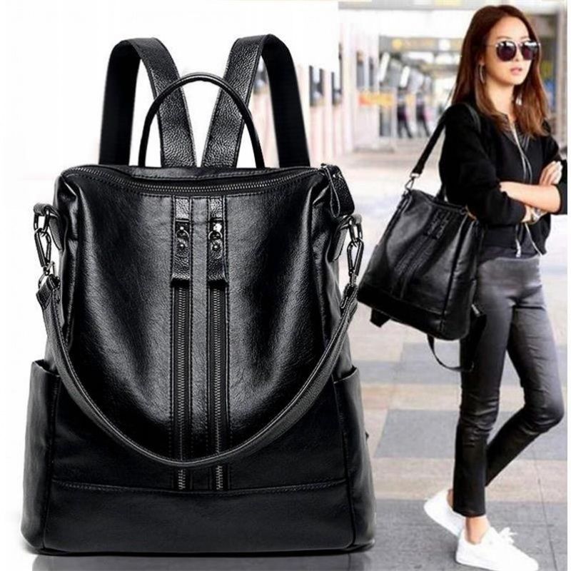 Canvas Backpack Casual - Ransel Kulit Lembut Wanita Tas Sekolah
