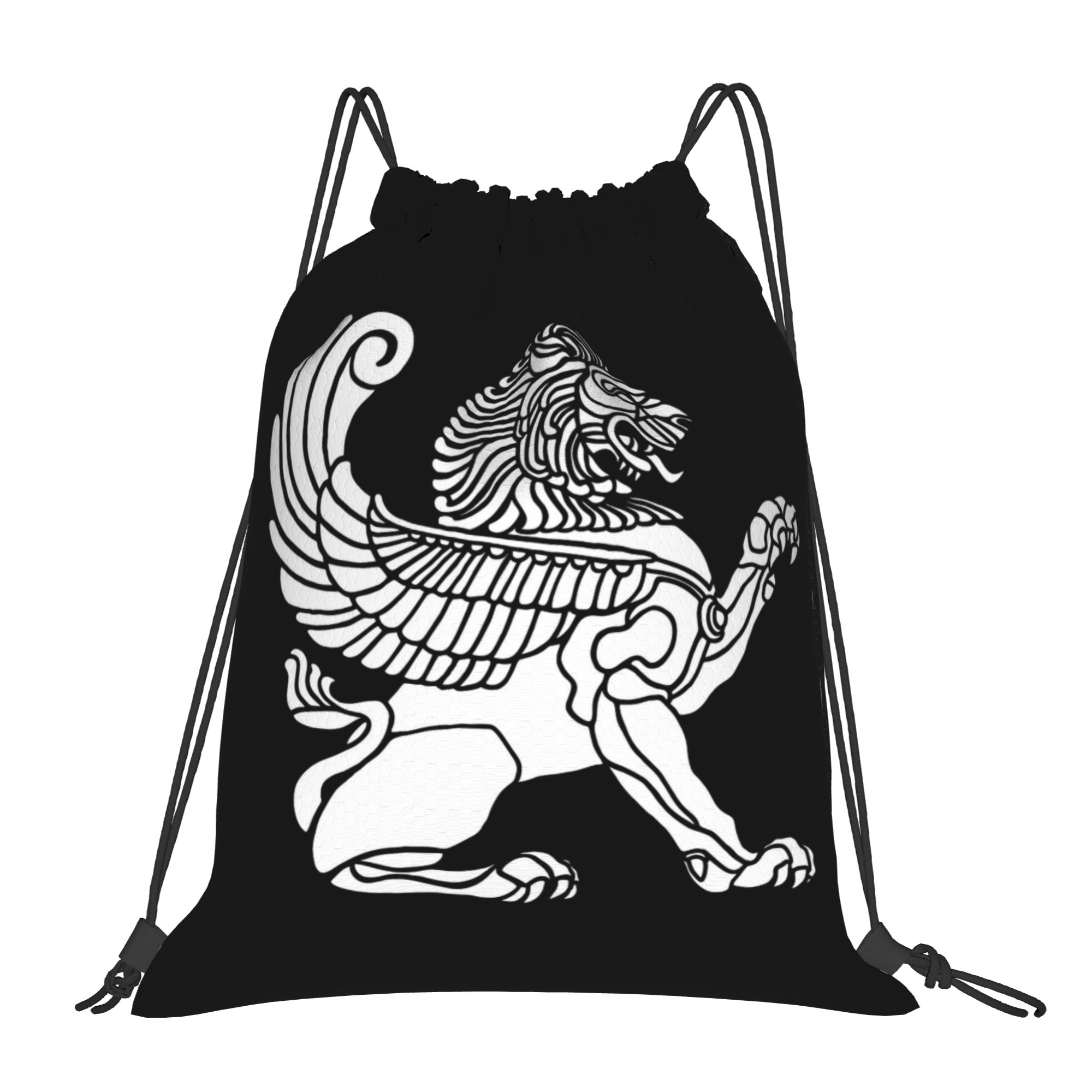 Drawstring Gym Bag - Ransel Serut Simbolisme Singa Persia Iran,