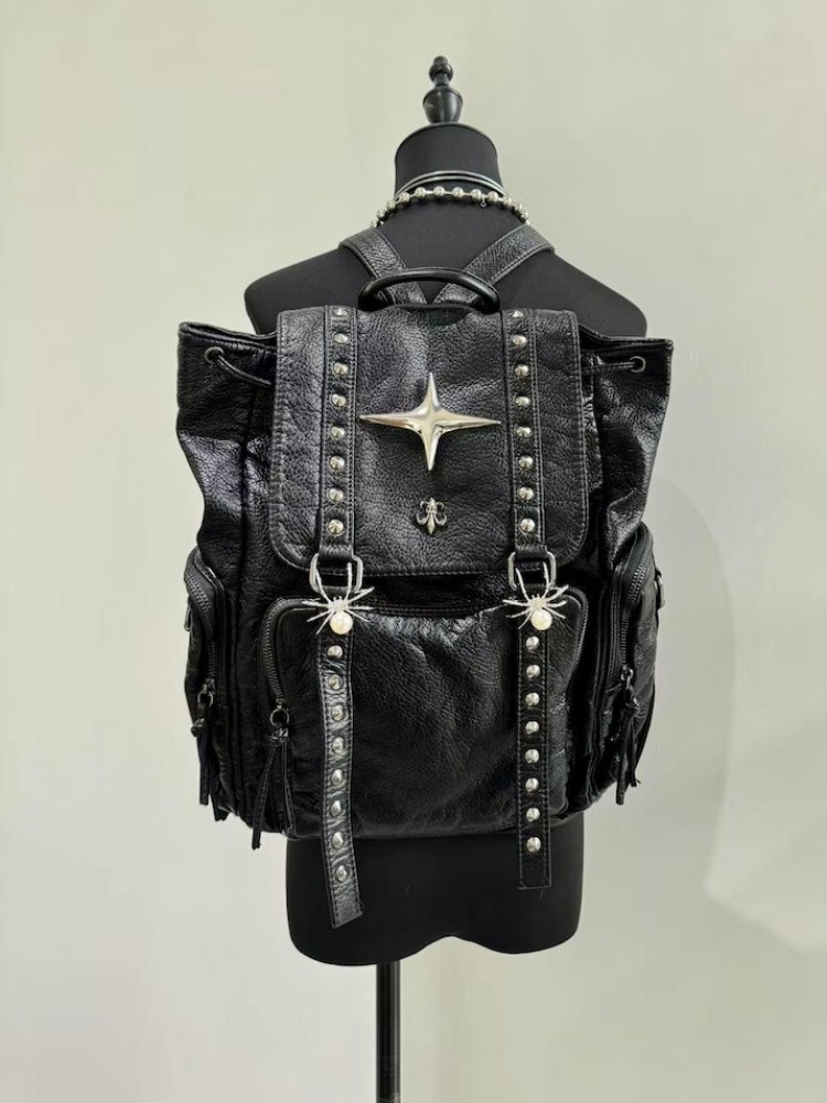 Leather Backpack Vintage - Tas Bahu Kulit PU Punk Gotik