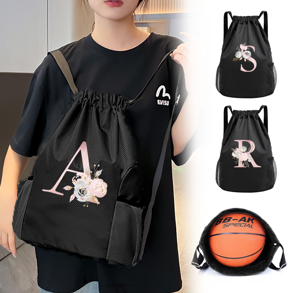 Drawstring Gym Bag - Tas serut hitam, ransel olahraga, tas