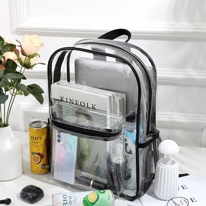 Canvas Backpack Casual - Ransel Olahraga Luar Ruangan PVC Transparan,