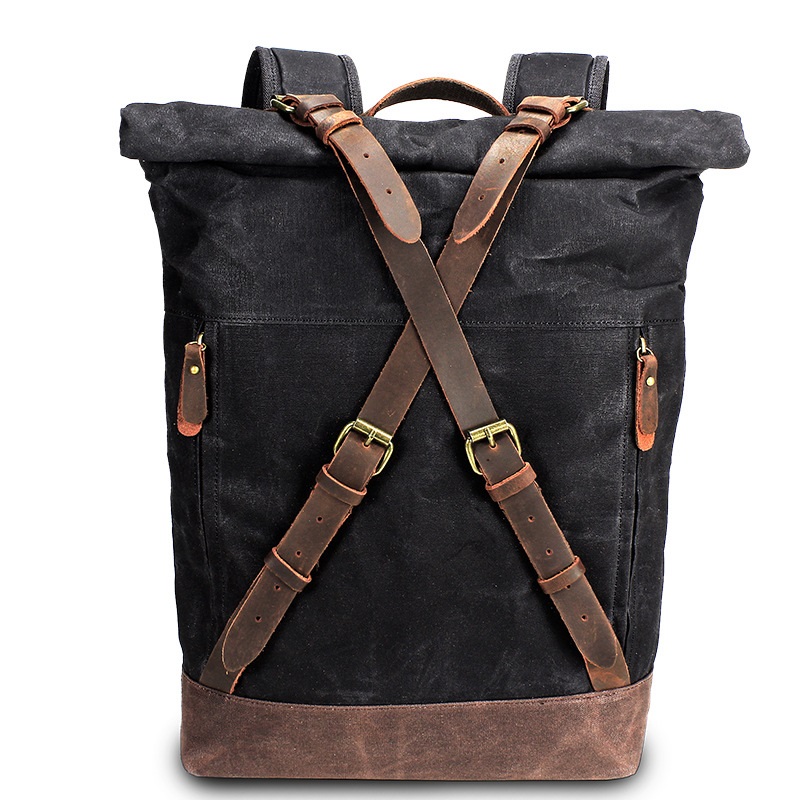 Leather Backpack Vintage - Ransel Kulit Kanvas Retro untuk Pria