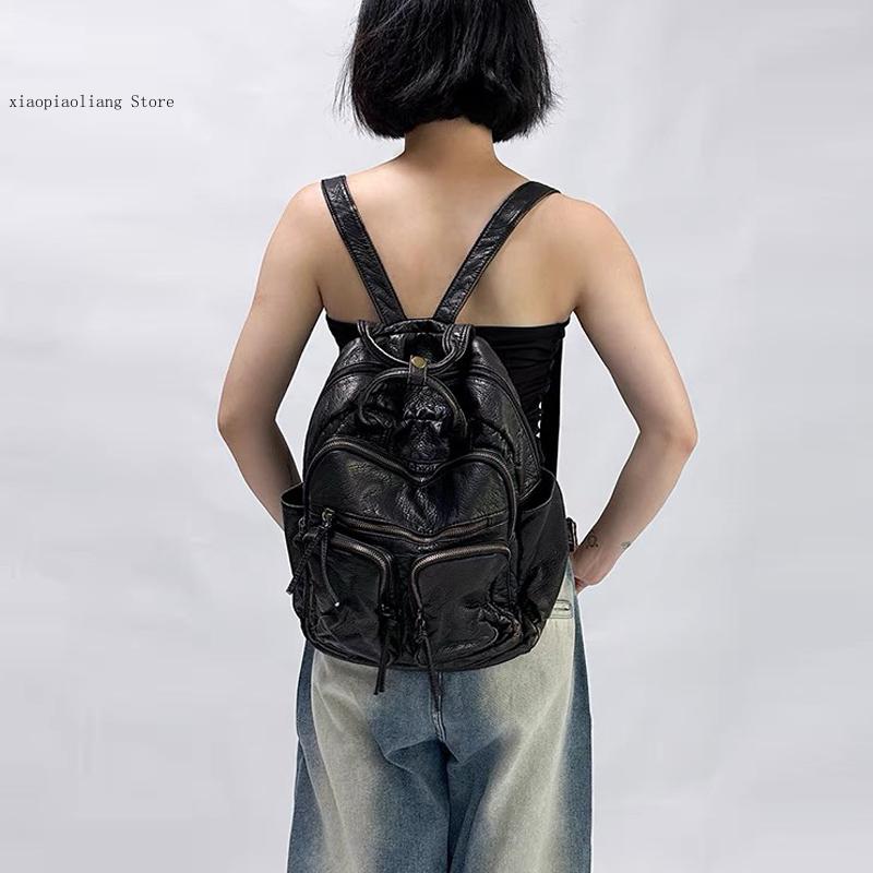 Tas Ransel Kulit PU Lembut Mew - Leather Backpack Vintage ulasan dan harga