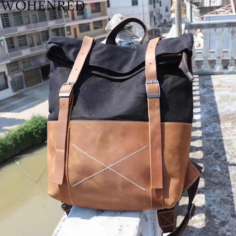 Ransel Pria Modis Kanvas Berla - Leather Backpack Vintage ulasan dan harga