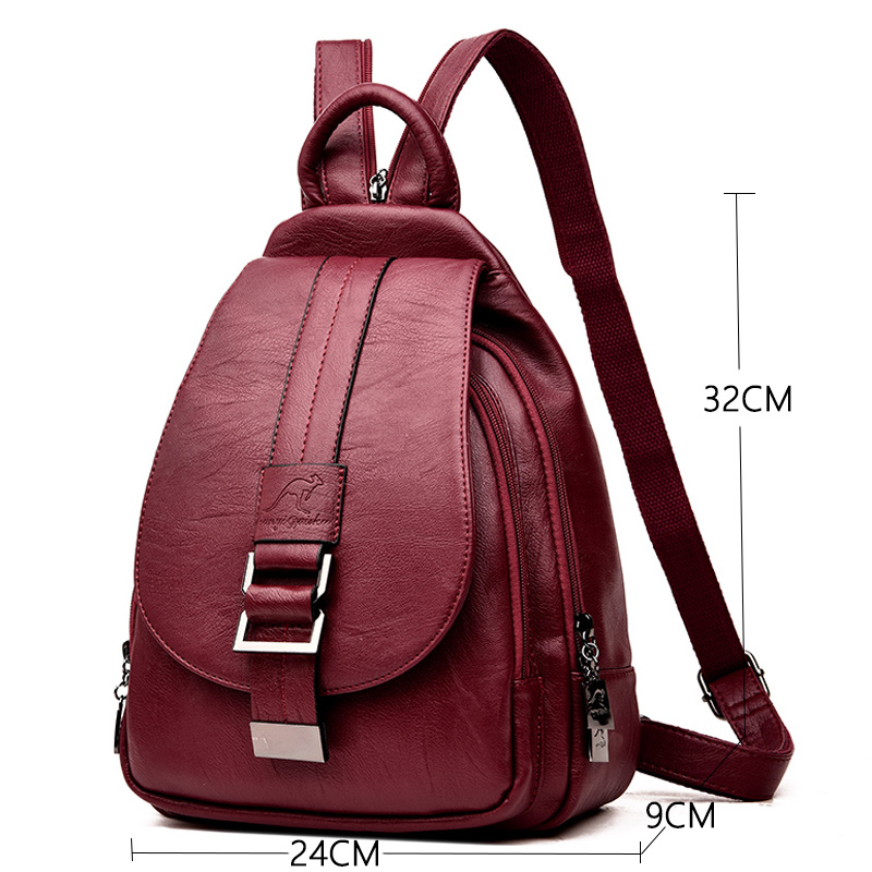 Ransel Desainer Wanita Ransel  - Leather Backpack Vintage ulasan dan harga