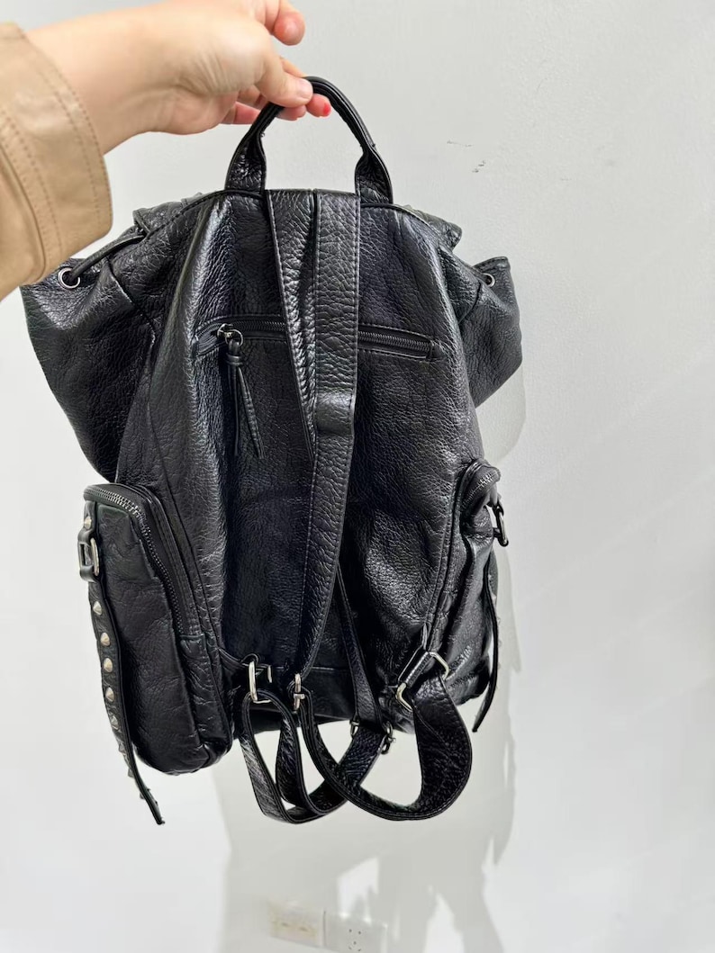 Tas Bahu Kulit PU Punk Gotik R - Leather Backpack Vintage ulasan dan harga