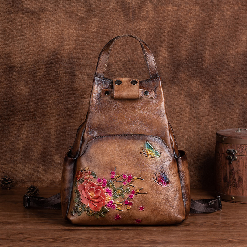 Johnature Tas Bahu Kulit Asli  - Leather Backpack Vintage ulasan dan harga