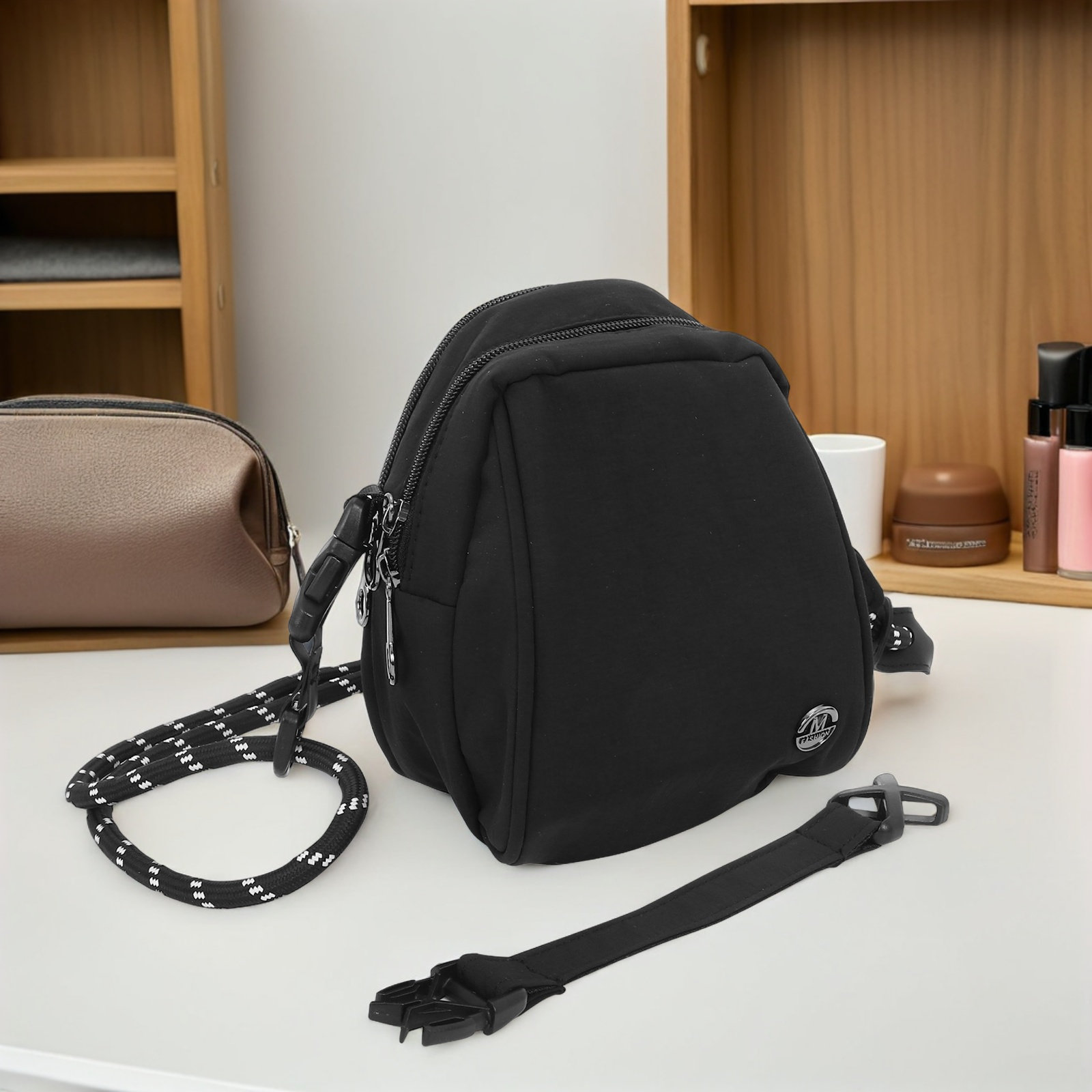 Tas Selempang Kulit Hitam Ring - Mini Backpack Purse ulasan dan harga