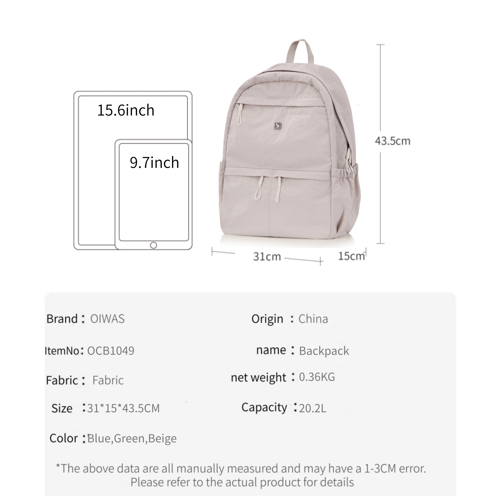 OIWAS Ransel Ultra Ringan dan  - Canvas Backpack Casual ulasan dan harga